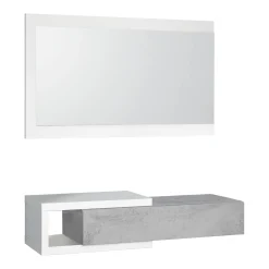 Mobile da ingresso Arty, 95x26h69 cm, Bianco e Cemento<Dmora Online