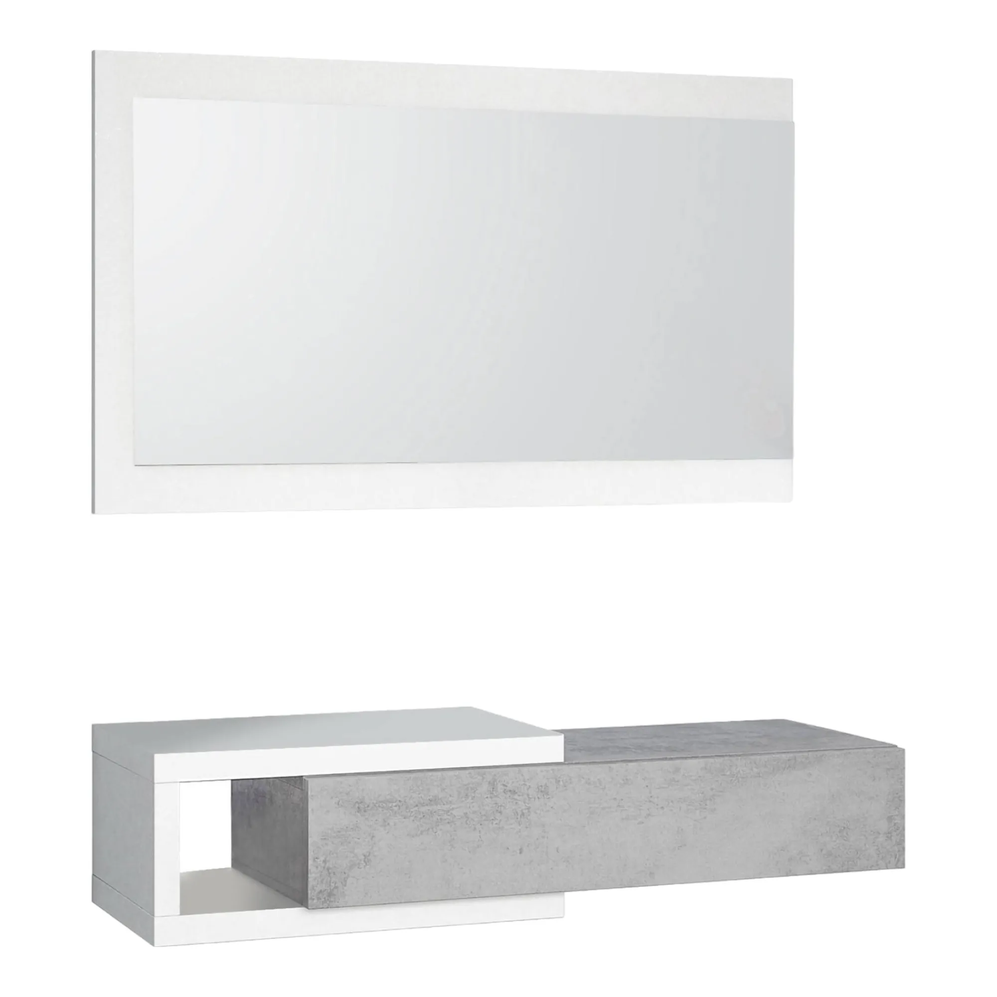 Mobile da ingresso Arty, 95x26h69 cm, Bianco e Cemento<Dmora Online