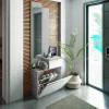 Mobile da ingresso Azzurro, 61x28h185 cm, Cemento e Bianco lucido<Dmora Cheap