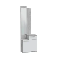 Mobile da ingresso Azzurro, 61x28h185 cm, Cemento e Bianco lucido<Dmora Cheap