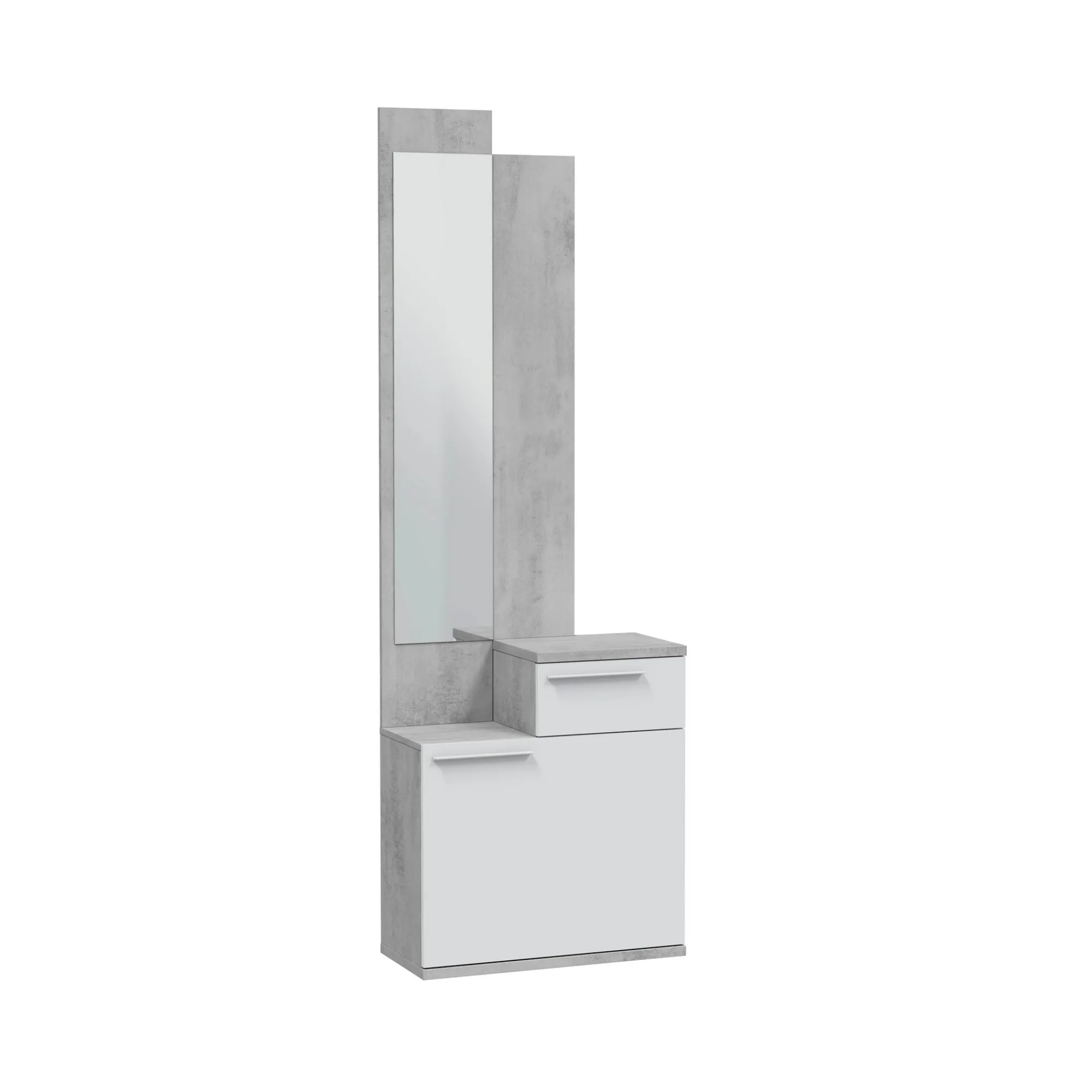 Mobile da ingresso Azzurro, 61x28h185 cm, Cemento e Bianco lucido<Dmora Cheap