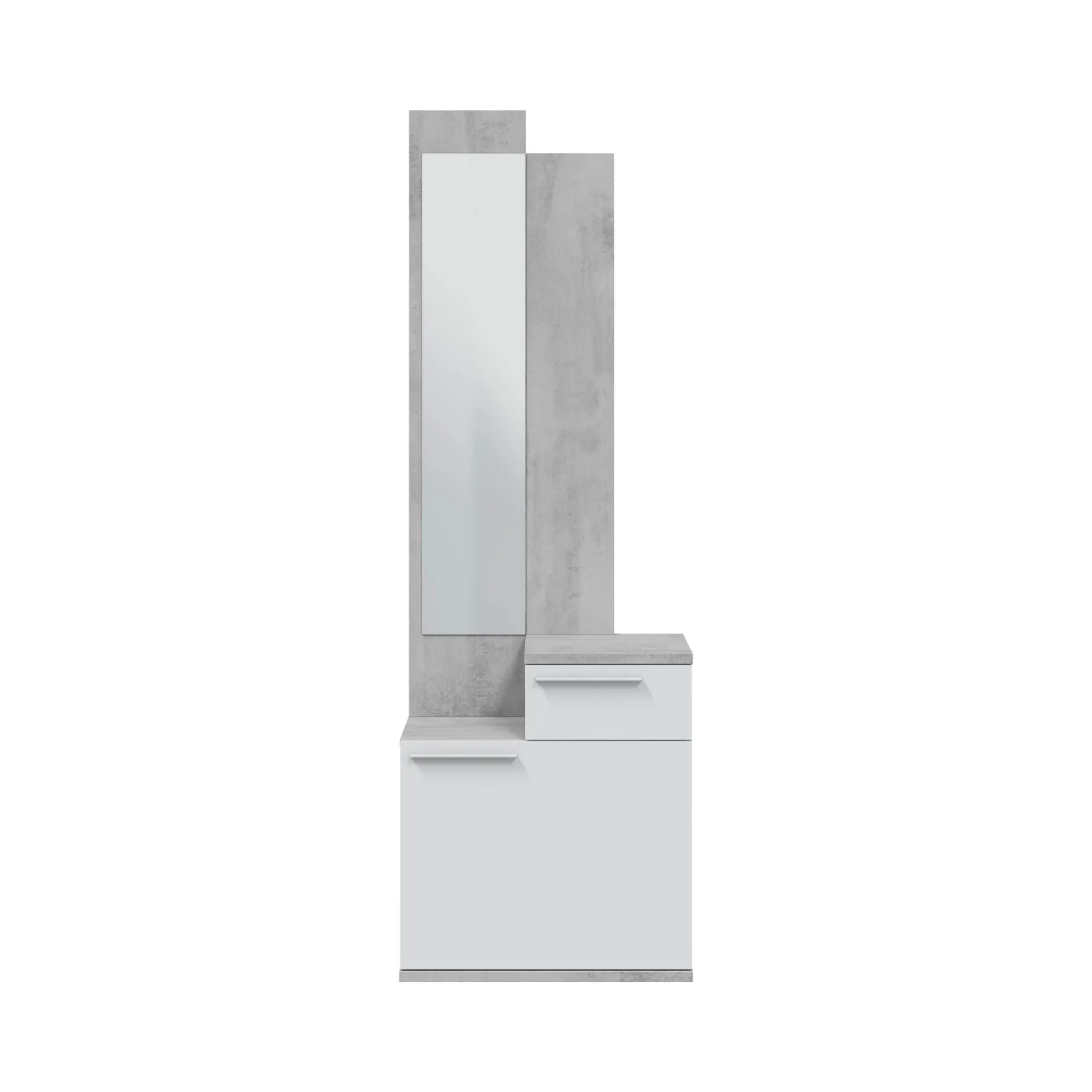 Mobile da ingresso Azzurro, 61x28h185 cm, Cemento e Bianco lucido<Dmora Cheap