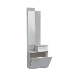 Mobile da ingresso Azzurro, 61x28h185 cm, Cemento e Bianco lucido<Dmora Cheap