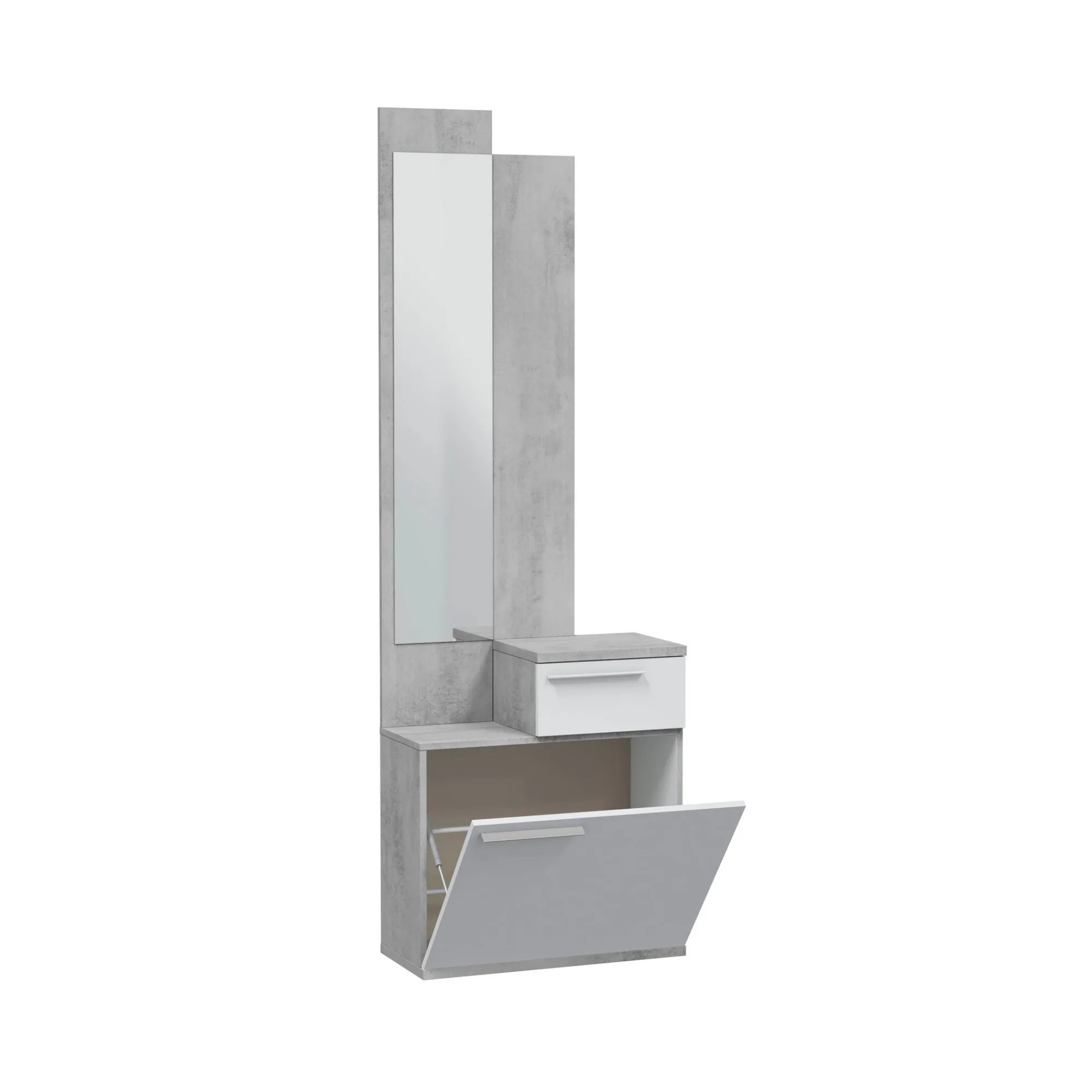 Mobile da ingresso Azzurro, 61x28h185 cm, Cemento e Bianco lucido<Dmora Cheap