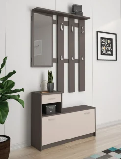 Mobile da ingresso Daa, 100x26h190 cm, Beige e Grigio<Dmora Fashion