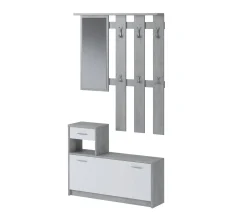 Mobile da ingresso Daa, 100x26h190 cm, Bianco e Cemento<Dmora Fashion