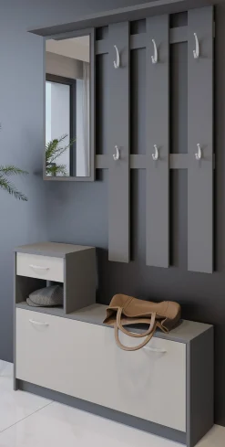 Mobile da ingresso Daa, 100x26h190 cm, Beige e Grigio<Dmora Fashion