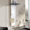 Mobile da ingresso Daaneslan, cm 50x27h140, Bianco lucido e Ardesia<Dmora Best