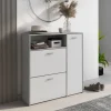Mobile da ingresso Dabdelazi, 92x27h94 cm, Cemento e Bianco<Dmora Store
