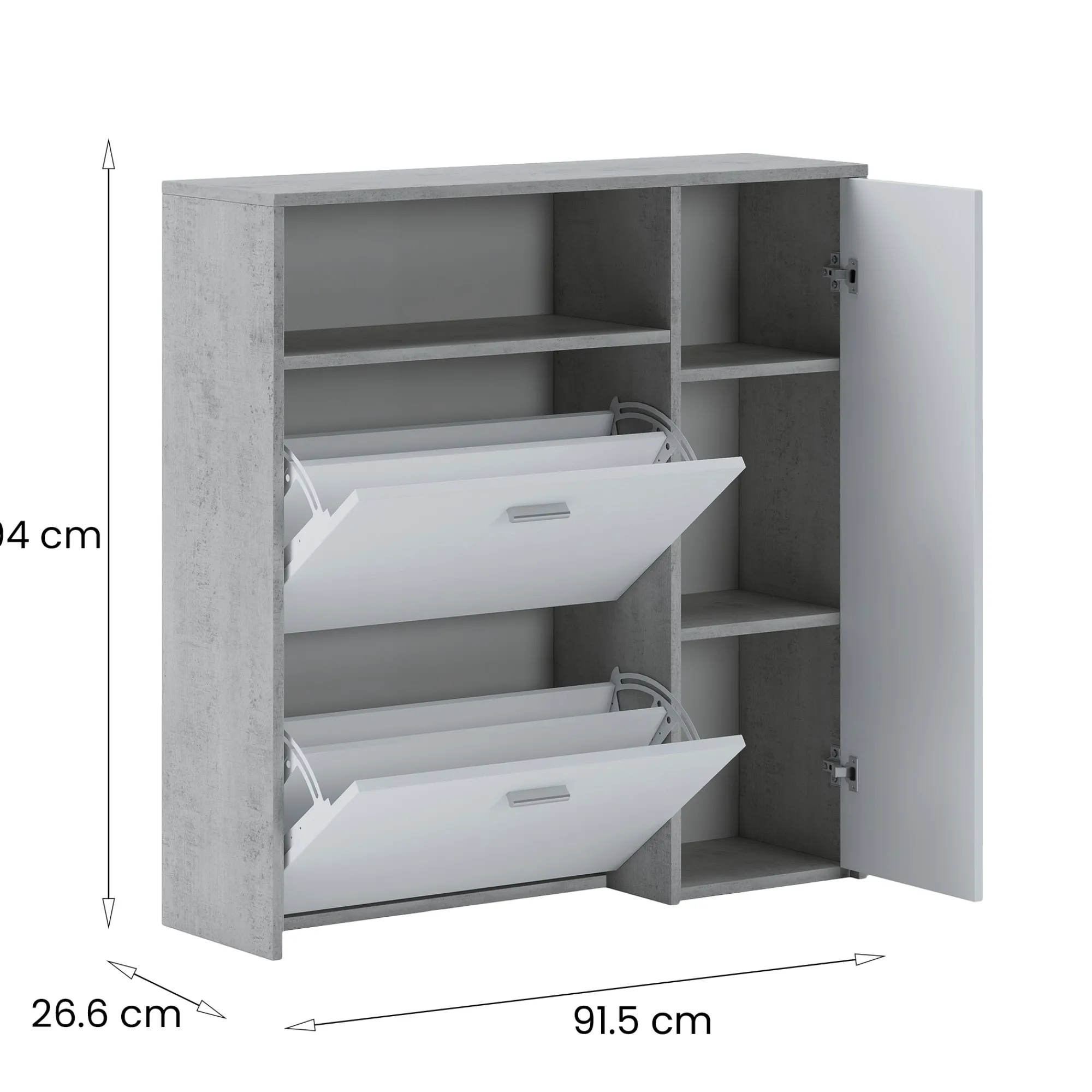 Mobile da ingresso Dabdelazi, 92x27h94 cm, Cemento e Bianco<Dmora Store