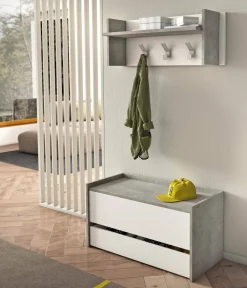Mobile da ingresso Dap, Cm 50x32h182, Cemento e Bianco<Dmora Sale