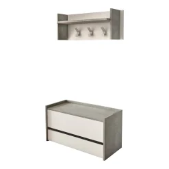 Mobile da ingresso Dap, Cm 50x32h182, Cemento e Bianco<Dmora Sale