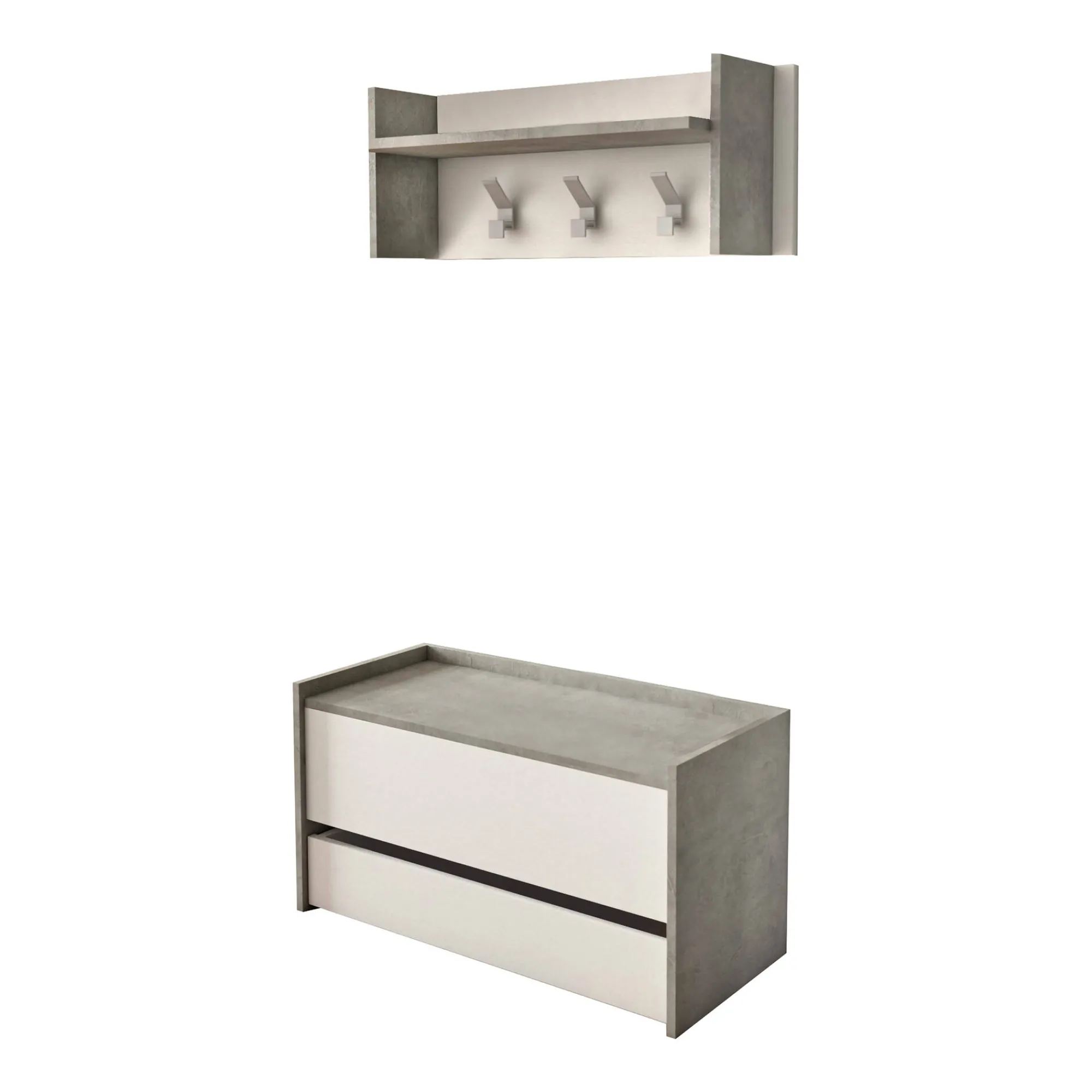 Mobile da ingresso Dap, Cm 50x32h182, Cemento e Bianco<Dmora Sale