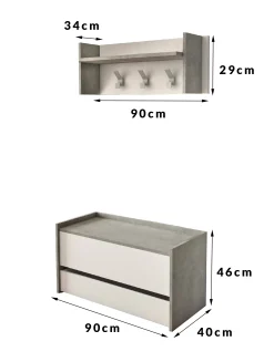 Mobile da ingresso Dap, Cm 50x32h182, Cemento e Bianco<Dmora Sale