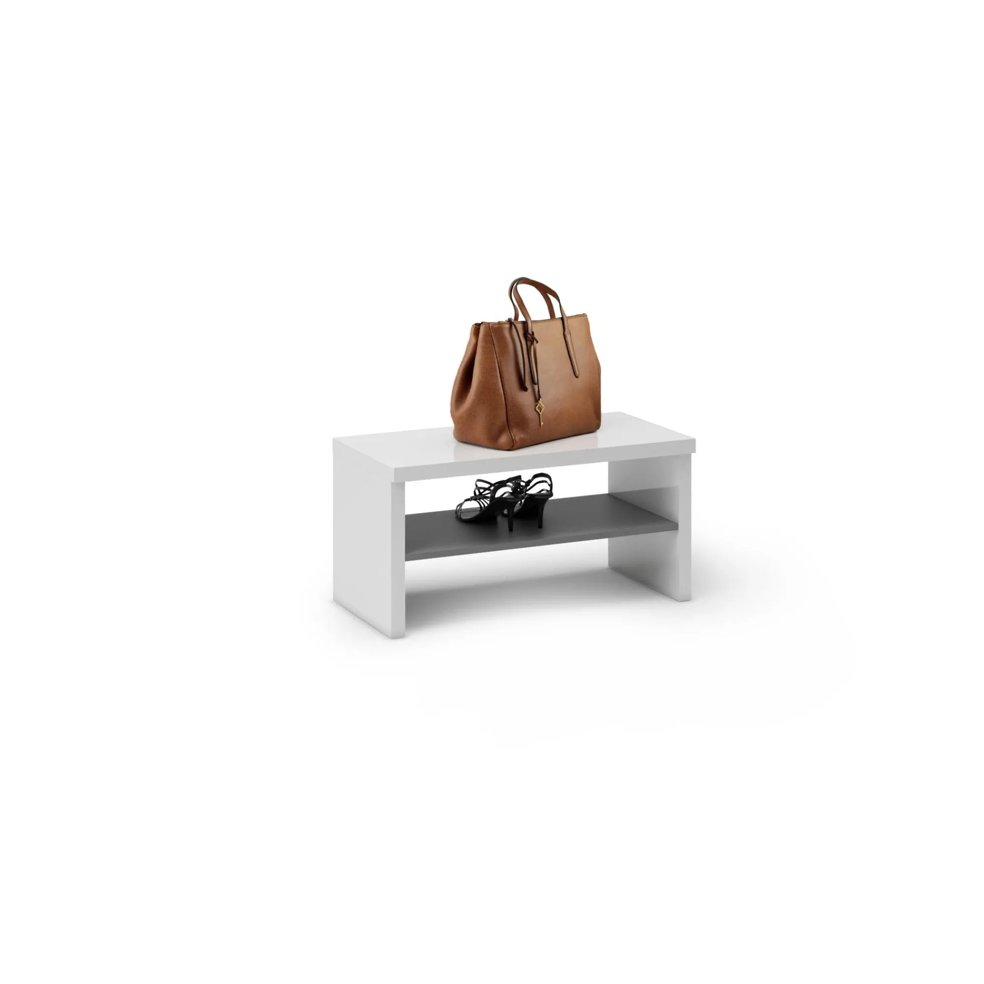 Mobile da ingresso Dbara, 80x40h40 cm, Bianco lucido e Antracite<Dmora Cheap