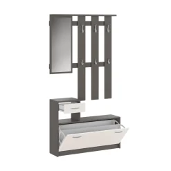 Mobile da ingresso Dbiagin, 100x25h180 cm, Antracite e Bianco<Dmora Hot