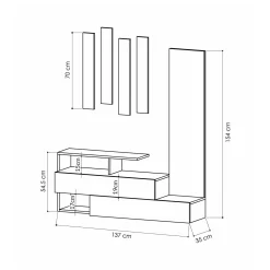 Mobile da ingresso Dmartíne, 137x35h55 cm, Bianco e Rovere<Dmora Sale