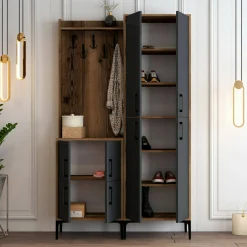 Mobile da ingresso Eufemia, 120x35h200 cm, Noce e Antracite<Dmora Best Sale