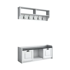 Mobile da ingresso Frank, 120x22 h37 cm, Bianco e Grigio<Dmora Online