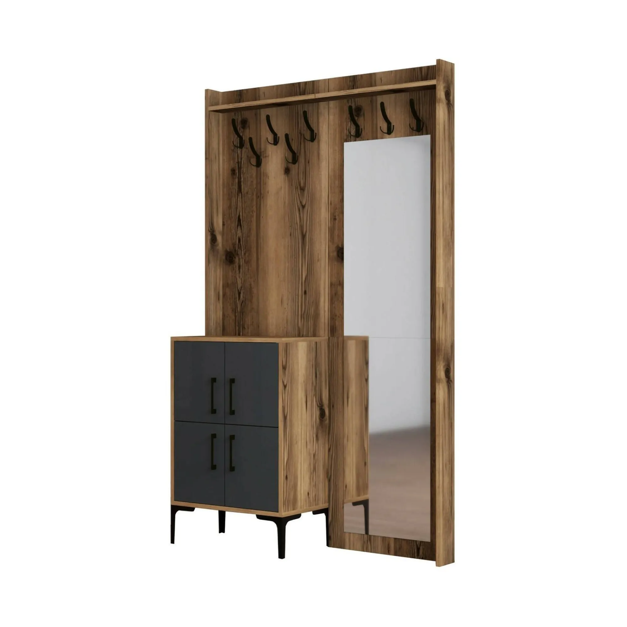 Mobile da ingresso Isidore, 120x35h200 cm, Noce e Antracite<Dmora Cheap