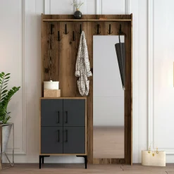 Mobile da ingresso Isidore, 120x35h200 cm, Noce e Antracite<Dmora Cheap
