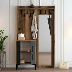 Mobile da ingresso Isidore, 120x35h200 cm, Noce e Antracite<Dmora Cheap
