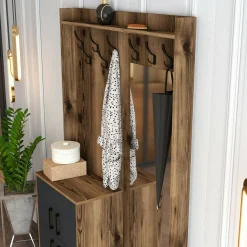 Mobile da ingresso Isidore, 120x35h200 cm, Noce e Antracite<Dmora Cheap