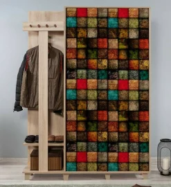 Mobile da ingresso Liana, 135x36h194 cm, Quercia e Multicolore<Dmora Cheap