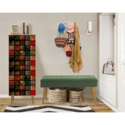 Mobile da ingresso Podgorica, 50x38h135 cm, Quercia e Verde<Dmora Clearance