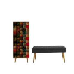 Mobile da ingresso Podgorica, 50x38h135 cm, Quercia e Antracite<Dmora New