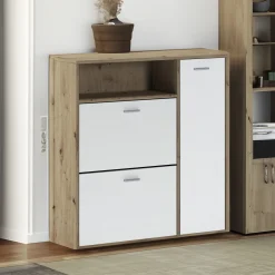 Mobile da ingresso Scultore, 92x27h94 cm, Rovere e Bianco<Dmora Online