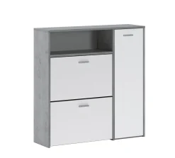 Mobile da ingresso Scultore, 92x27h94 cm, Cemento e Bianco<Dmora Online
