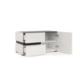 Mobile da ingresso Seul, 80x38h42 cm, Bianco lucido e Antracite<Dmora Cheap