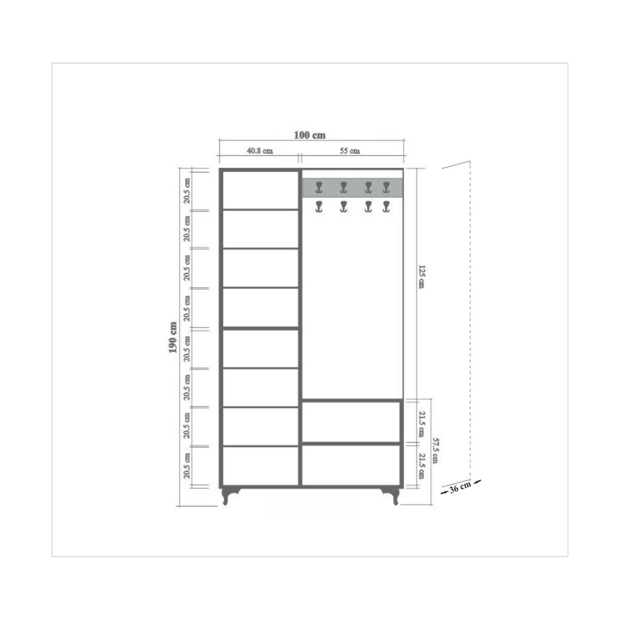Mobile da ingresso Sugilite, 100x36h190 cm,<Dmora Sale