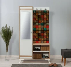 Mobile da ingresso Sugilite, 100x36h190 cm, Quercia e Multicolore<Dmora Outlet