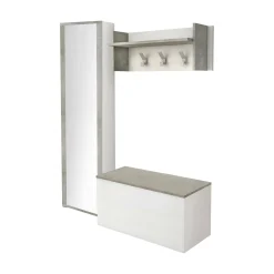 Mobile da ingresso Tanzanite, Cm 50x32h182, Bianco e Cemento<Dmora Sale