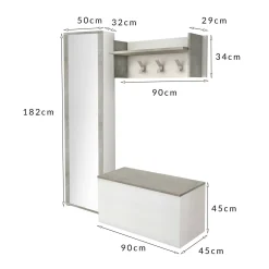 Mobile da ingresso Tanzanite, Cm 50x32h182, Bianco e Cemento<Dmora Sale