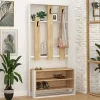 Mobile da ingresso Toraji, 90x36 h180 cm, Bianco e Quercia<Dmora Outlet