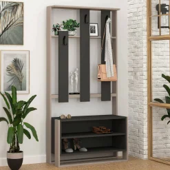 Mobile da ingresso Toraji, 90x36 h180 cm, Beige e Antracite<Dmora Best