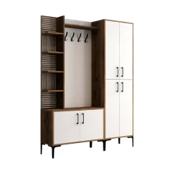 Mobile da ingresso Vivian, 150x200 h35 cm, Noce e Bianco<Dmora Best Sale