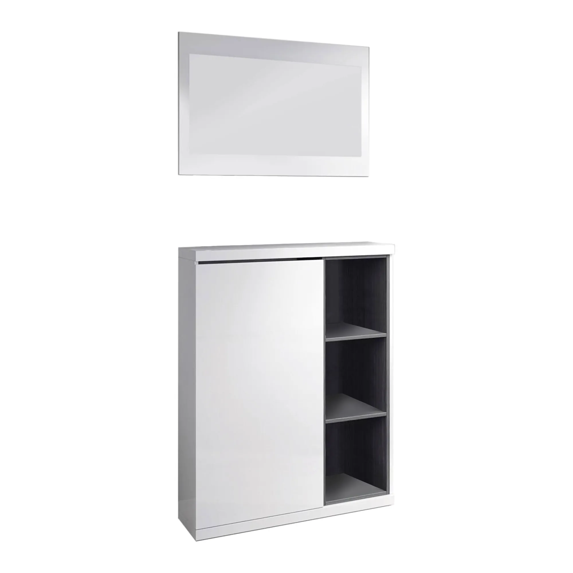 Mobile da ingresso Volturno, 79x25h167 cm, Bianco e Grigio cenere<Dmora Sale