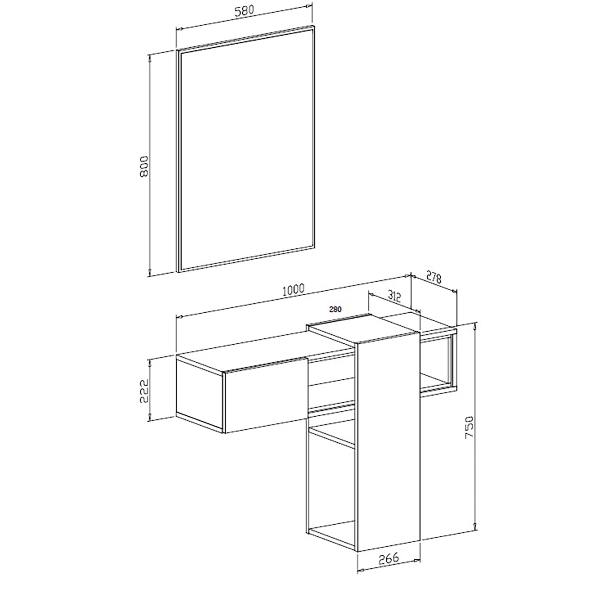 Mobile da ingresso Zugliano, 100x31h75 cm, Rovere e Bianco<Dmora Sale