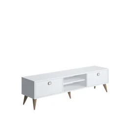 Mobile da soggiorno porta TV con due antine e due vani centrali, cm 152 x 35 x 40, colore<Dmora Online