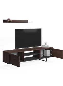 Mobile da soggiorno porta TV con due ante e due ripiani, cm 150 x 35 x 44, colore e antracite<Dmora Store