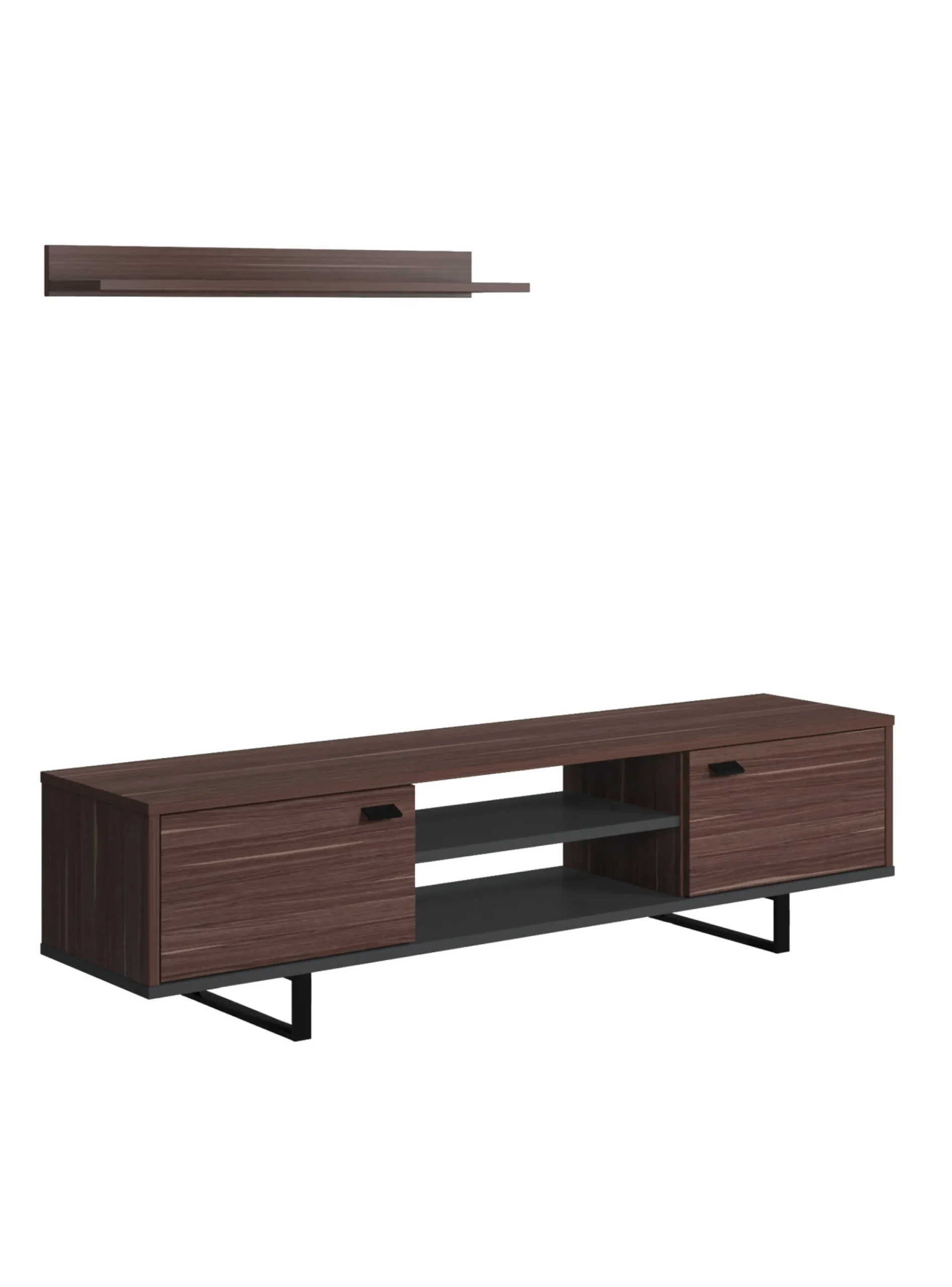 Mobile da soggiorno porta TV con due ante e due ripiani, cm 150 x 35 x 44, colore e antracite<Dmora Flash Sale