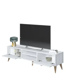 Mobile da soggiorno porta TV con due antine e due vani centrali, cm 152 x 35 x 40, colore<Dmora Online