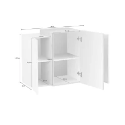 Mobile pensile Didze, cm 90x38h66, Bianco lucido e Cemento<Dmora Flash Sale