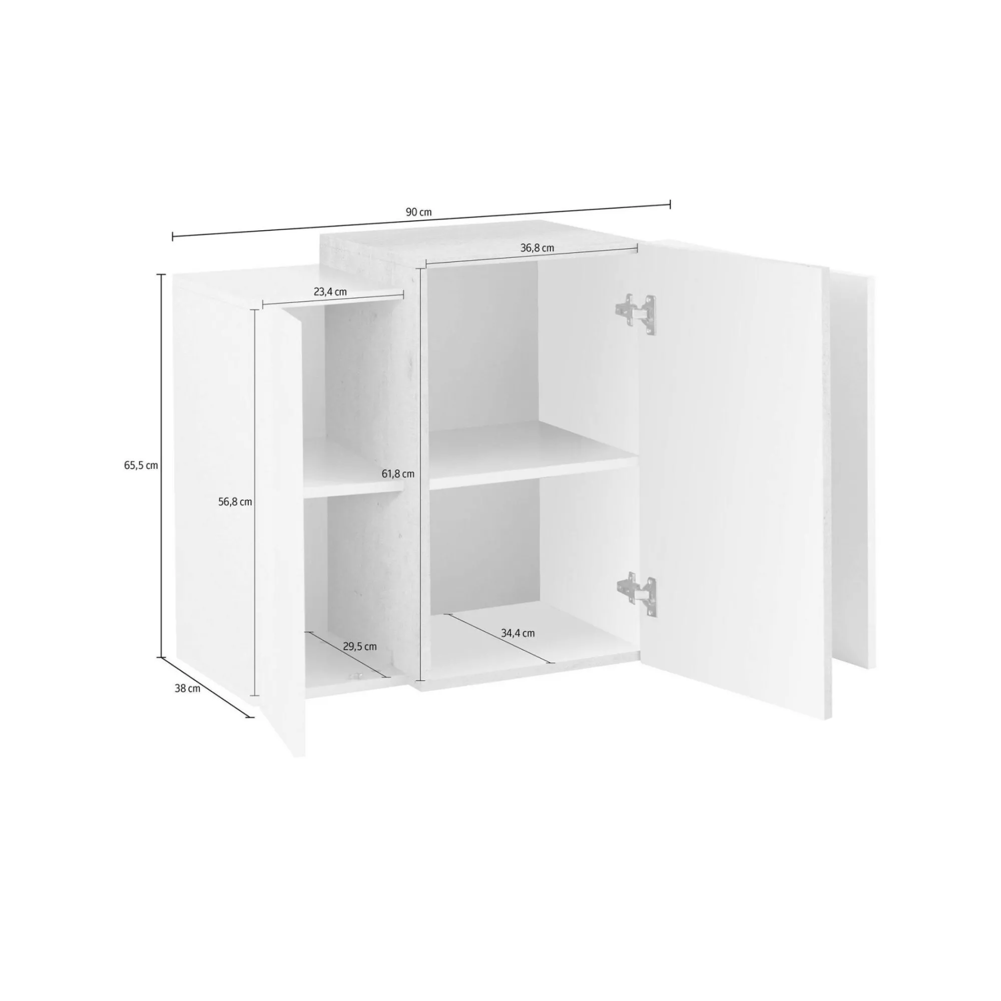 Mobile pensile Didze, cm 90x38h66, Bianco lucido e Cemento<Dmora Flash Sale