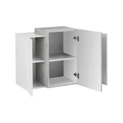 Mobile pensile Didze, cm 90x38h66, Bianco lucido e Cemento<Dmora Flash Sale