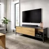 Mobile porta TV Abcd, 132x39h44 cm, Rovere Nodi e Antracite<Dmora Shop